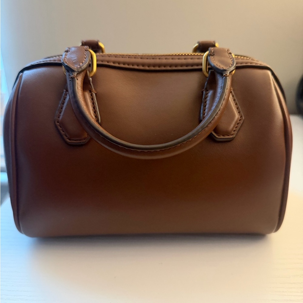 Zara Tan Mini Bag with Gold Details. Faux leather.